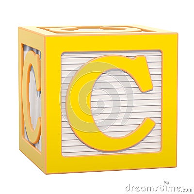 ABC Alphabet Wooden Block with C letter. 3D rendering Stock Photo