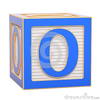 ABC Alphabet Wooden Block with number 0, 3D rendering Stock Photo