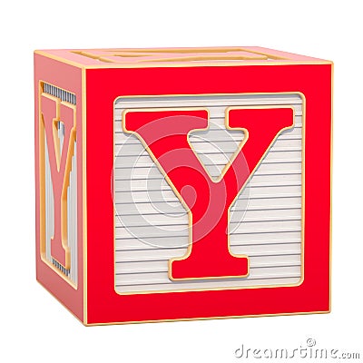 ABC Alphabet Wooden Block with Y letter. 3D rendering Stock Photo