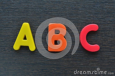 ABC Alphabets (Wooden Texture Background) Stock Photo