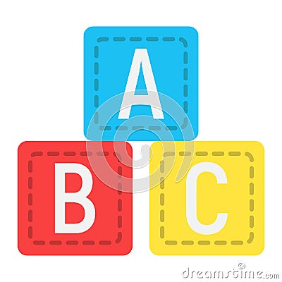 ABC blocks flat icon, alphabet cubes and education Vector Illustration