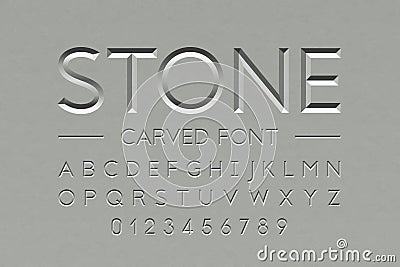 Stone carved font Vector Illustration