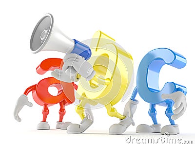 ABC character speaking through a megaphone Stock Photo