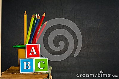 ABC and colored pencil Stock Photo