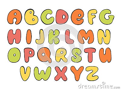 ABC Colorful english alphabet. Bright Letter. Cartoon font for design Stock Photo