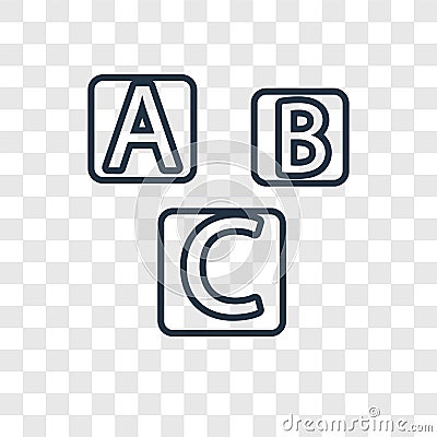 Abc concept vector linear icon on transparent backgroun Vector Illustration