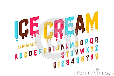 Melting ice cream font Vector Illustration