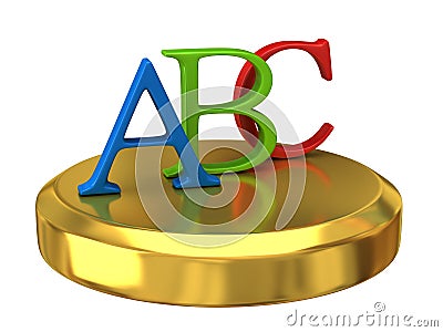 Abc letters on gold podium Stock Photo