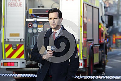 ABC News Reporter covering the tragic incident Rozelle Editorial Stock Photo