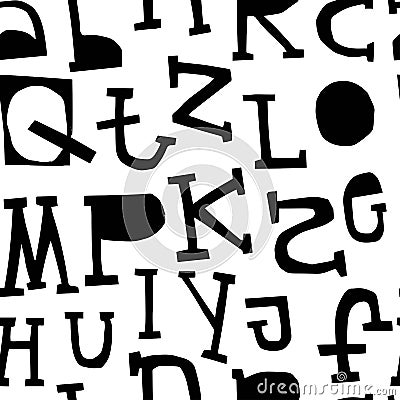 ABC seamless pattern with latin alphabet letters in monochrome scandinavian style. Vector illustration Cartoon Illustration