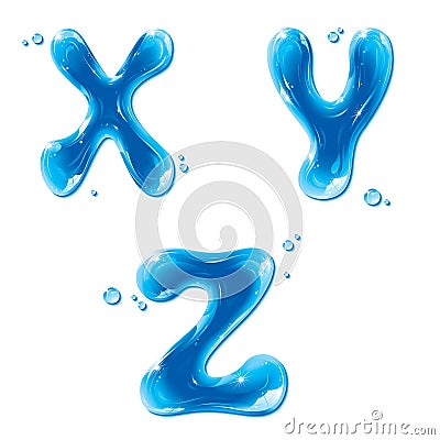 ABC - Water Liquid Letter Set - Capital X Y Z Vector Illustration