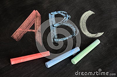 ABC written in colorful chalk Stock Photo