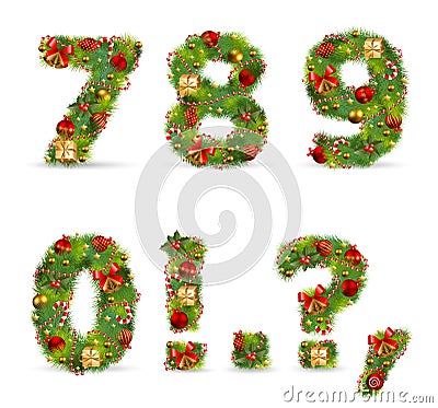 ABCDEF, christmas tree font Vector Illustration