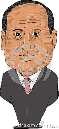 Abdel Fattah el-Sisi President Egypt Cartoon Illustration