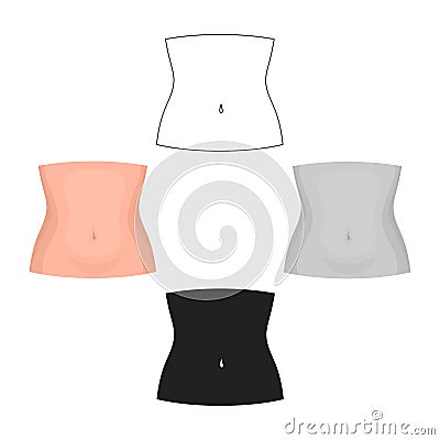 Abdomen icon in cartoon,black style isolated on white background. Part of body symbol stock vector illustration. Vector Illustration