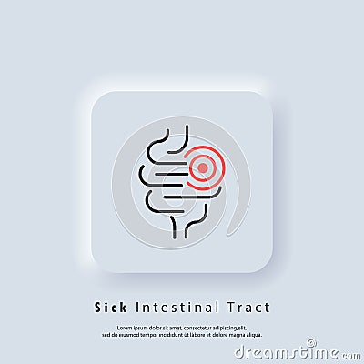 Abdominal bloating icon. Not healthy digestive tract icon. Intestinal inflammation icon, abdominal pain, constipation, gut Vector Illustration