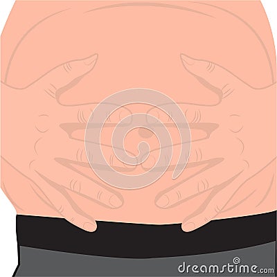 Abdominal bloating stomach in human stomach Vector Illustration