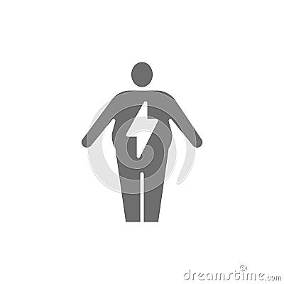 Abdominal distention, diseases of the digestive tract grey icon. Vector Illustration