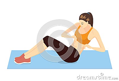 Abdominal Exercises with Body Twists Vector Illustration