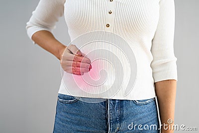 Abdominal Liver Pain And Cramp Stock Photo