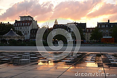 Sunset in a city in Germany Stock Photo