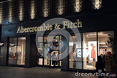 Abercrombie & Fitch in Beijing, China at night Editorial Stock Photo