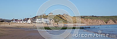 Aberdaron beach Llyn Peninsula Gwynedd Wales popular welsh coast seaside town panoramic view Stock Photo