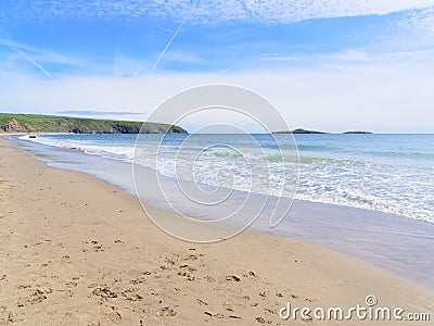A deserted Aberdaron beach in Wales Stock Photo