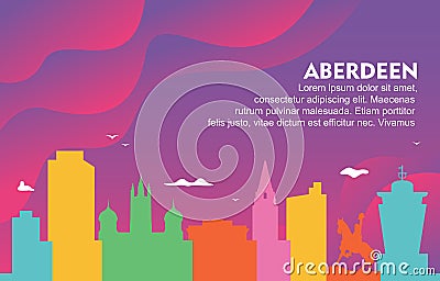 Aberdeen City Building Cityscape Skyline Dynamic Background Illustration Vector Illustration