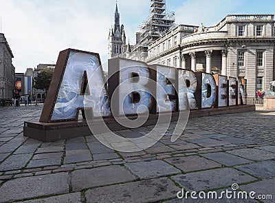 Aberdeen city name letters Editorial Stock Photo