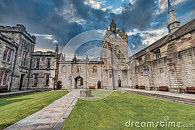 Aberdeen University King`s College building before storm .This is the oldest university in Aberdeen Editorial Stock Photo