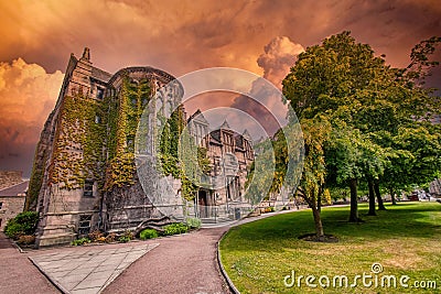 Aberdeen University King`s College building before storm .This is the oldest university in Aberdeen Editorial Stock Photo