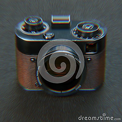 Aberration stylization old vintage photo camera 3d render Stock Photo