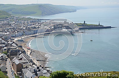 Aberystwyth cityscape from above in ceredigion Stock Photo