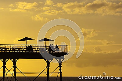 Aberystwyth pier sihlouette Stock Photo