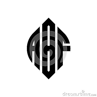 ABF circle letter logo design with circle and ellipse shape. ABF ellipse letters with typographic style. The three initials form a Vector Illustration