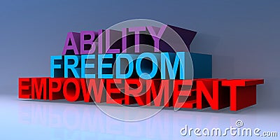 Ability freedom empowerment on blue Stock Photo