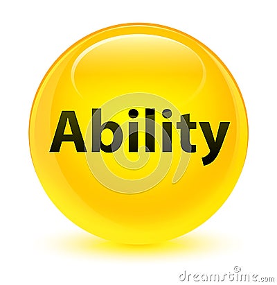 Ability glassy yellow round button Cartoon Illustration