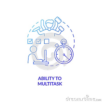 Ability to multitask blue gradient concept icon Vector Illustration