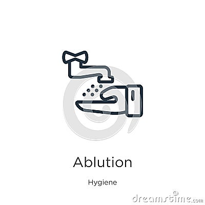 Ablution icon. Thin linear ablution outline icon isolated on white background from hygiene collection. Line vector ablution sign, Vector Illustration