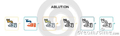 Ablution vector icon in 6 different modern styles. Black, two colored ablution icons designed in filled, outline, line and stroke Vector Illustration