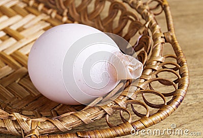 Abnormal chicken egg of the whimsical form Stock Photo