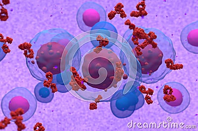 Abnormal plasma cell or b-cell in multiple myeloma emitting paraprotein 3d illustration Stock Photo