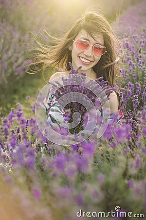 Aborable lavender woman portrait. Stock Photo