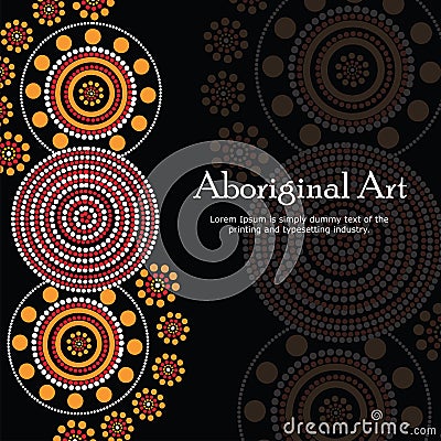 Aboriginal art Banner. Vector Banner with text. Vector Illustration