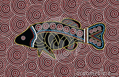 Aboriginal art fish illustration. Vector Illustration