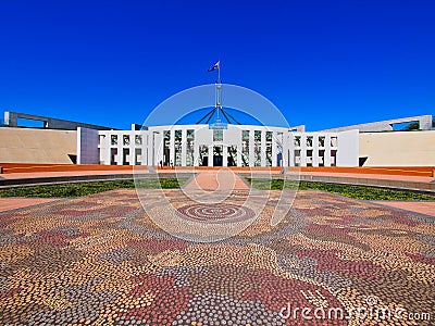 Aboriginal Art Mosaic, Parliament House Forecourt, Canberra, Australia Editorial Stock Photo