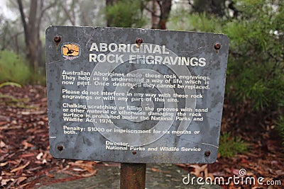 Aboriginal art rock engravings travel australia rockart Editorial Stock Photo