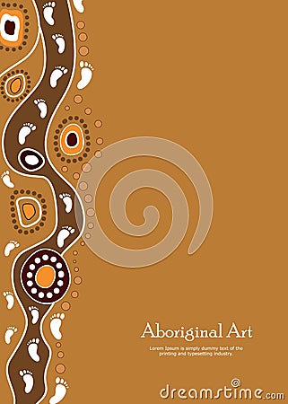 Aboriginal art vector banner with text. Vector Illustration