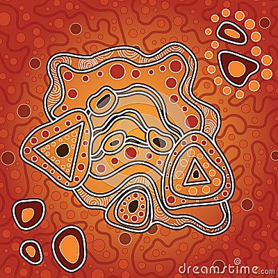 Aboriginal art vector painting, Connection concept, Illustration based on aboriginal style of dot background Vector Illustration